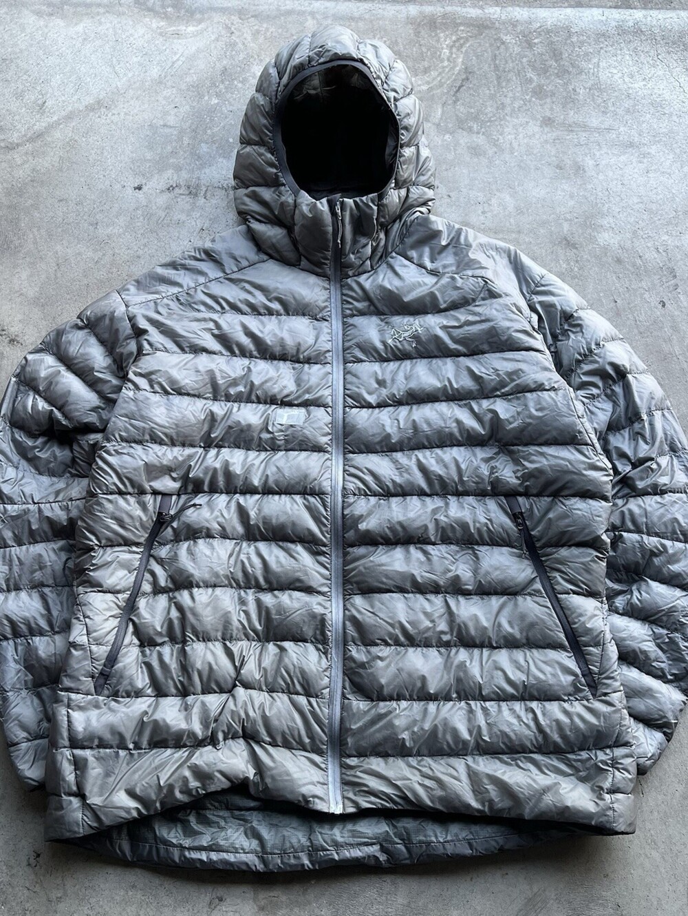 Arc'teryx Cerium LT Hoody Jacket Mens XXL Silver Gray Full Zip Down Puffer